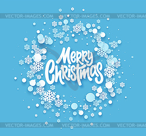 Festive blue Christmas background with paper - vector image