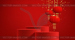 Chinese new year background with realistic 3d red - vector clipart