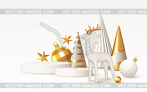 Christmas Realistic 3D trending backgrounds. 3D - vector clipart