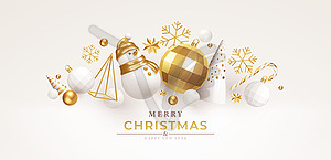 Christmas background with realistic white gold - vector clipart / vector image