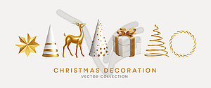 Christmas decorations collection. Set of realistic - vector image