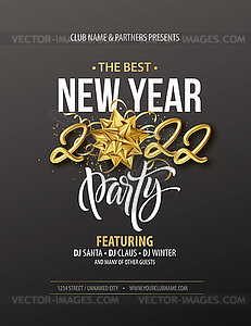 New Year party typography poster with 2022 gold - vector image
