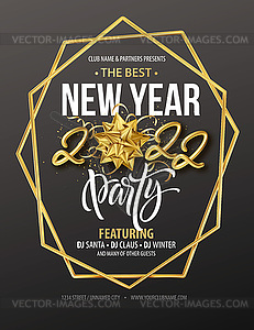 New Year party typography poster with 2022 gold - vector clip art