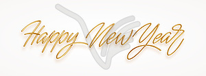 Happy New Year golden realistic 3d inscription . - vector image