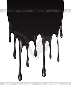 Realistic black paint drips . flowing black - vector image