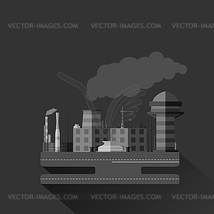 Flat grayscale an industrial factory - vector clipart