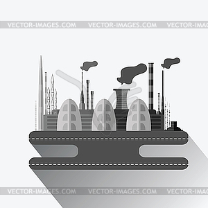 Industrial factory v. - white & black vector clipart