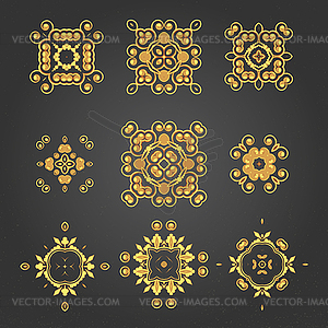 Gold royal patterns set for card or invitation - vector image