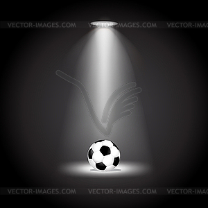 Soccer ball under lights - vector clipart