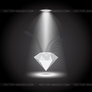 Diamond under lights - vector image