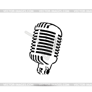 Black silhouette retro stage microphone icon - vector clipart