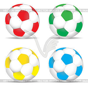 Набор цветных футбольных мячей - векторизованное изображение клипарта