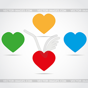 Colored simple icons heart - vector clipart