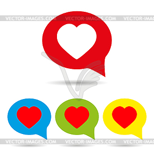 Heart in speech bubble icon - vector image