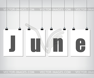 June on sheet of paper - vector image