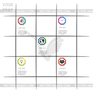 Инфографики с восьмиугольников на сером фоне - векторизованное изображение клипарта
