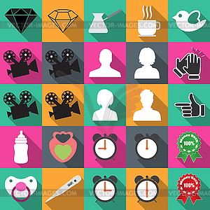 Technology icons in flat - vector clipart