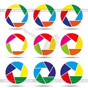 Camera shutter icons colorful - vector image