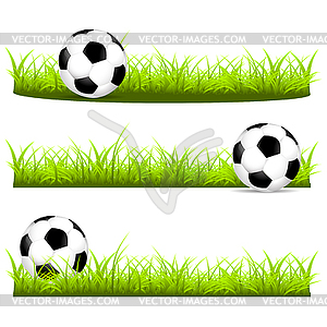 Set ball on grass 3 options - vector image