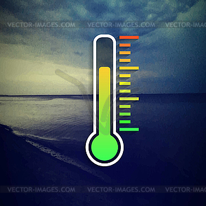 Thermometer icon on background sea, sun - vector EPS clipart