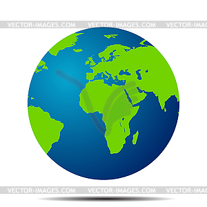 Map of world globe with shadow - vector clipart