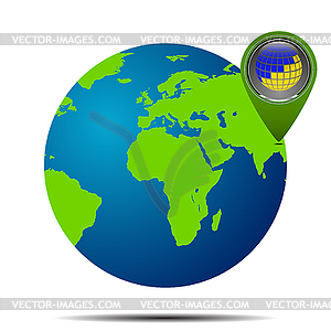 Map of world globe with shadow - vector clipart