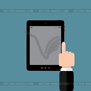 Hand with tablet touch - vector clipart