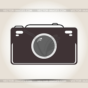 Camera icon on gray background with shadow - vector image
