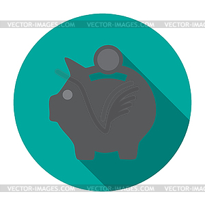 Pig Money Box icon with shadow - vector clip art