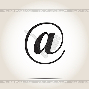 Icon @ e-mail address on gray background - vector clipart