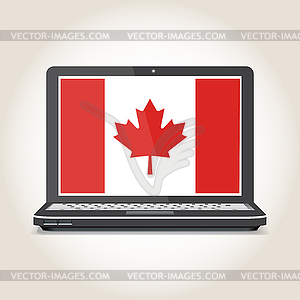 Flag of Canada screensaver on notebook - vector clipart