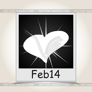 Photo frame with hearts on gray background - vector clipart / vector image