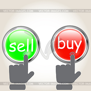 Buy sell buttons with shadow - vector image