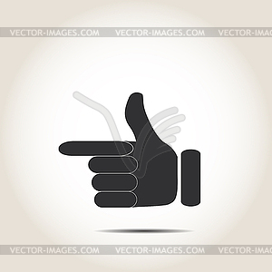 Icon hands indicates with shadow on gray background - vector clipart