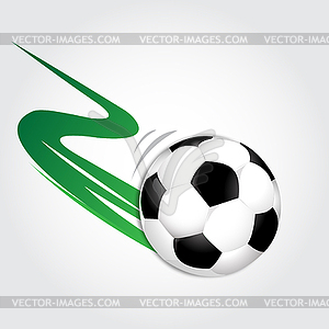 Soccer ball in motion on gray background - vector image