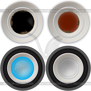 Set of mugs, empty, coffee, tea, water - vector clipart