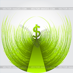 Path, grass in end, dollar - vector image