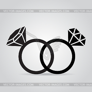 Icons rings with diamonds - vector clip art