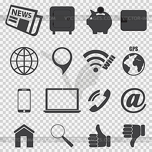 Business icons on chess gray background - vector clipart / vector image