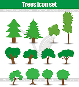 Trees icons flat - vector clip art