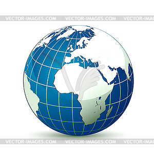 Earth globe with shadow - vector clip art