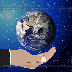 Earth in hand,  - vector clipart