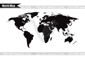 World map black with shadow - vector clipart