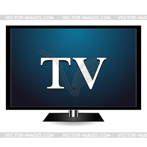 Screen shadow on white background with TV icon - vector clip art