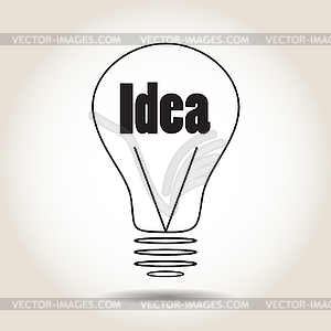Лампочка со словом идеи в средней черный - изображение в формате EPS