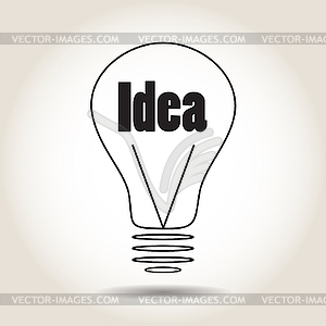 Light bulb with word idea in middle black - vector clipart