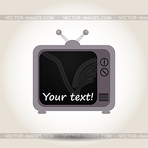 Gray TV on gray background with shadow - vector clip art