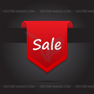 Label sale, tag red on black background, stylish - vector clipart