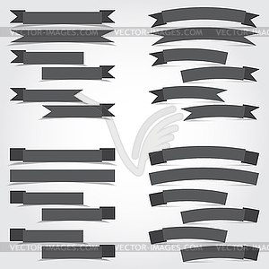 Set of different ribbons with shadow - vector image