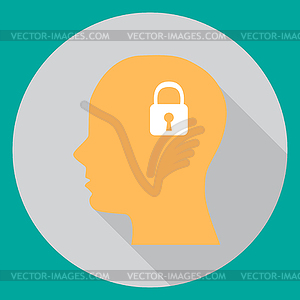 In flat head with lock - color vector clipart